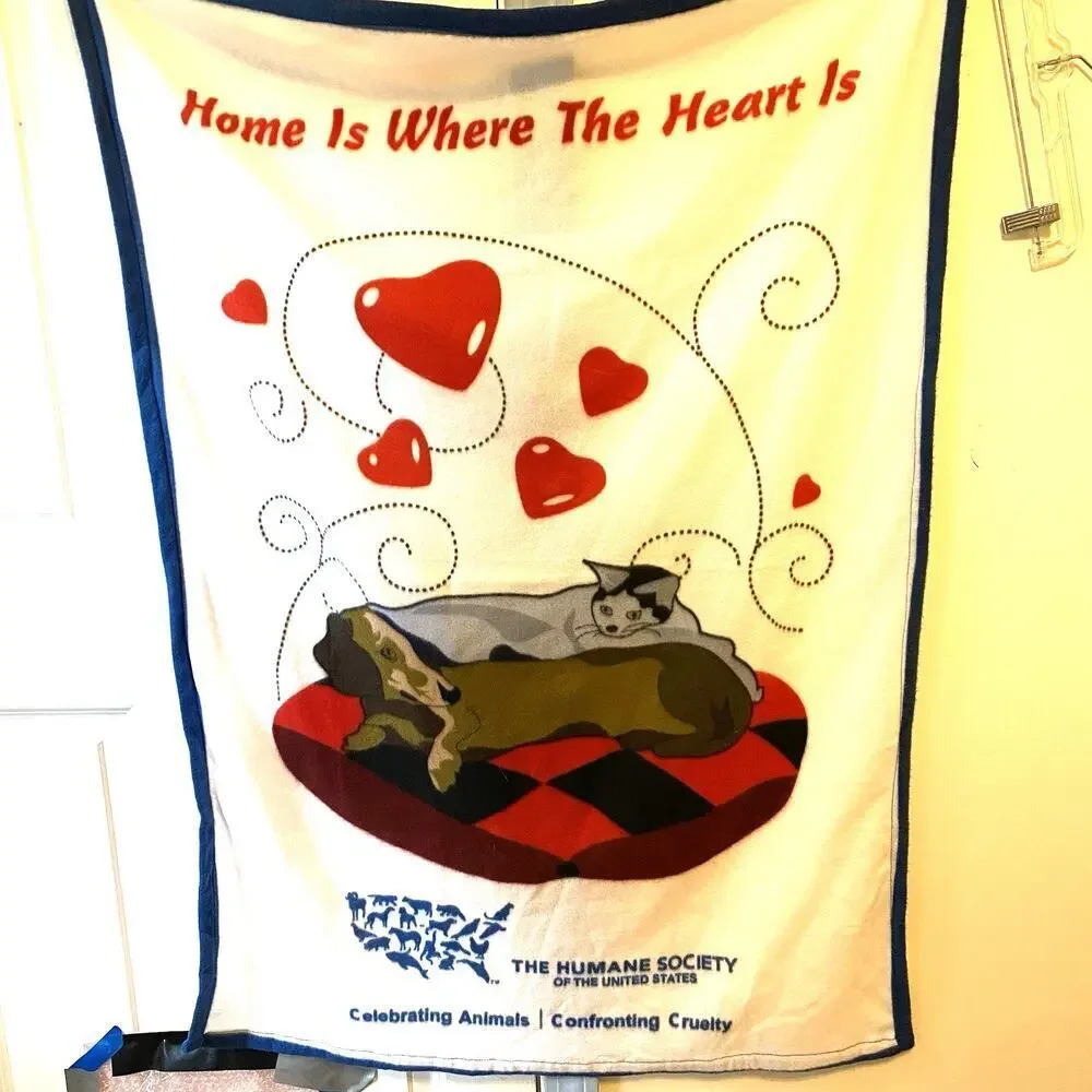 Vintage The Humane Society of the United States Throw Blanket Polyester 46x 34